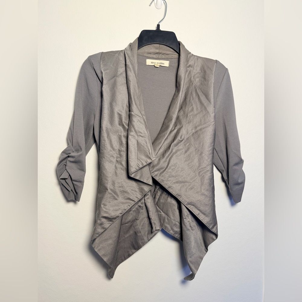 Steve Madden Y2K Silk Blend Draped Open Cardigan - Size Small
